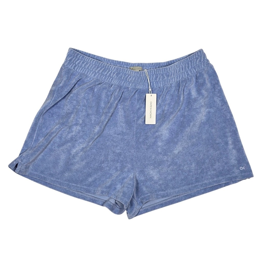 Outerknown Rewind Bermuda Shorts Women XL Blue Terry Cloth Lounge Relaxed New